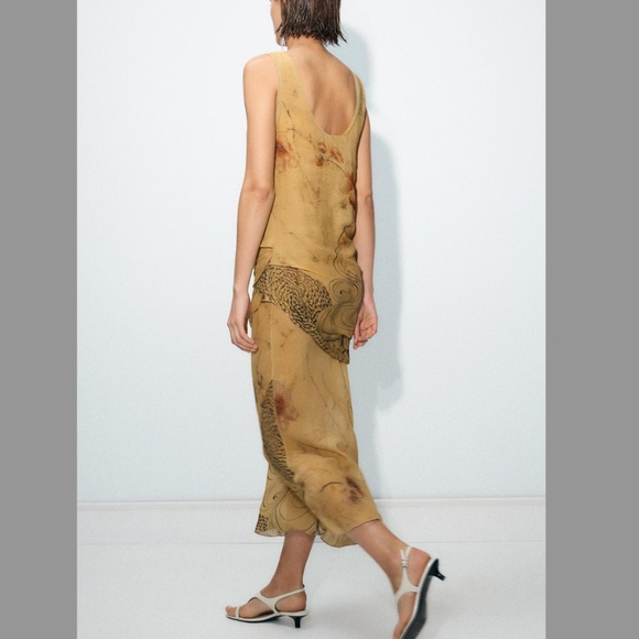 Zara special collection brown floral sleeveless 60s inspired dress NWT - Picture 11 of 12